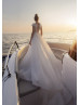 Beaded Ivory Floral Lace Tulle Lightweight Wedding Dress